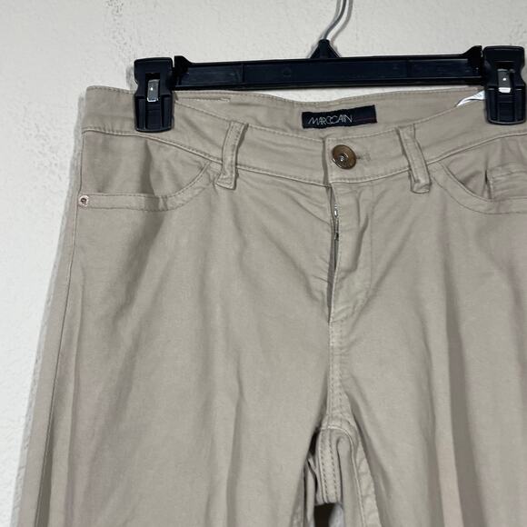 Marc Cain Womens 3/8 US Khaki Straight Leg Jeans Pants Tan Cotton Blend Pockets - Picture 3 of 15